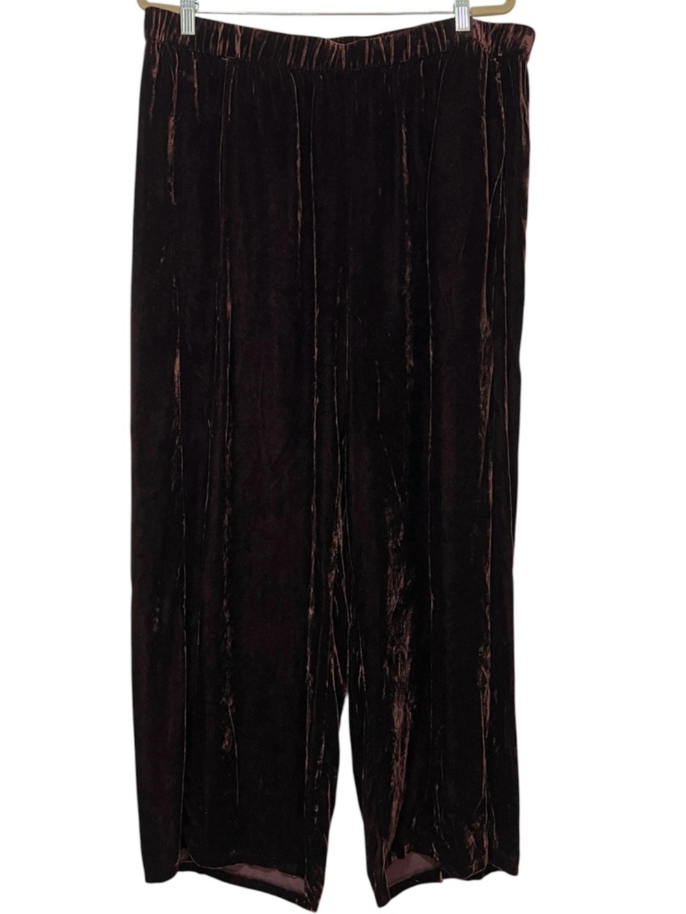 Eileen Fisher Velvet Wide Leg Pants XL Brown - Picture 2 of 6